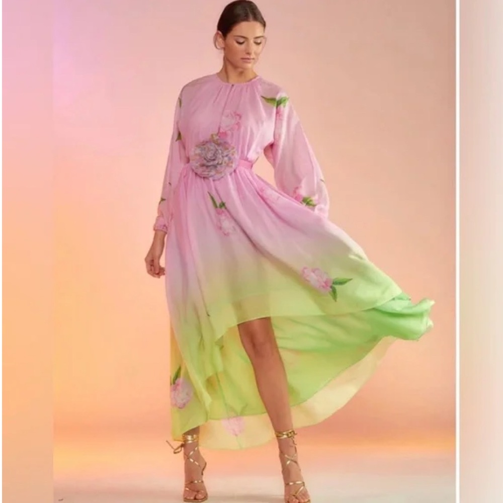 Women’s Cynthia Rowley Midi Silk&Polyester Dress Romantic Dress Long Sleeve